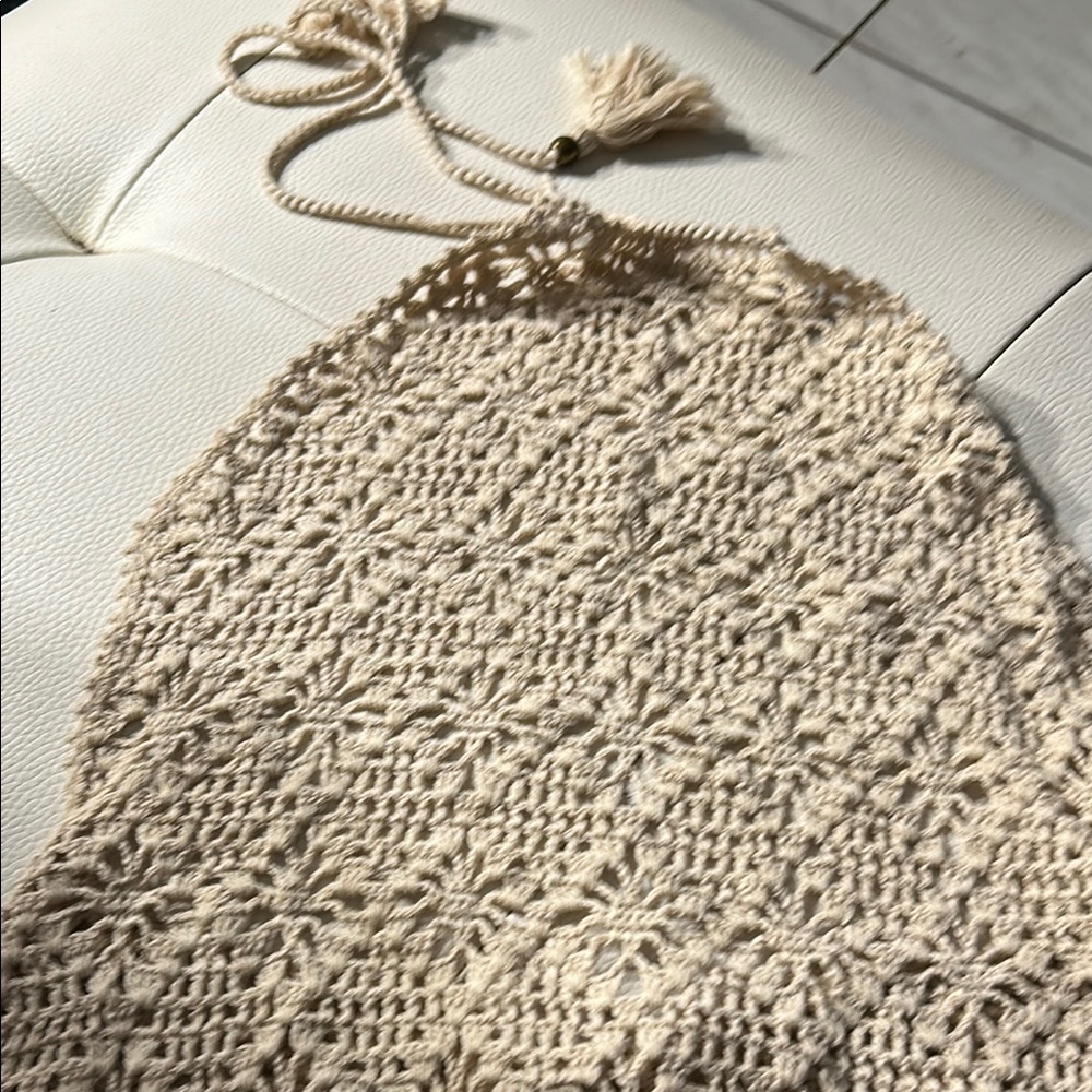 Tularosa Crochet Halter Top in Beige